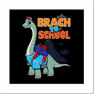 Cute Student Brachiosaurus Dinosaur Cartoon Gift For Dinosaur Lovers Posters and Art